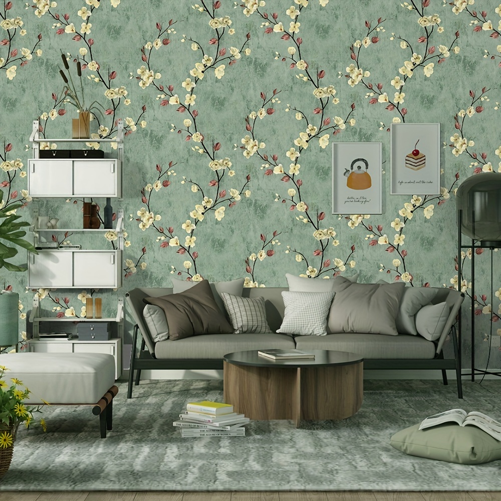 1pc HAOKHOME Vintage Floral Wallpaper, Self-Adhesive Wallpaper Peel And  Stick Wallpaper, Removable Wallpaper, Flower Contact Paper For Cabinets  Decora