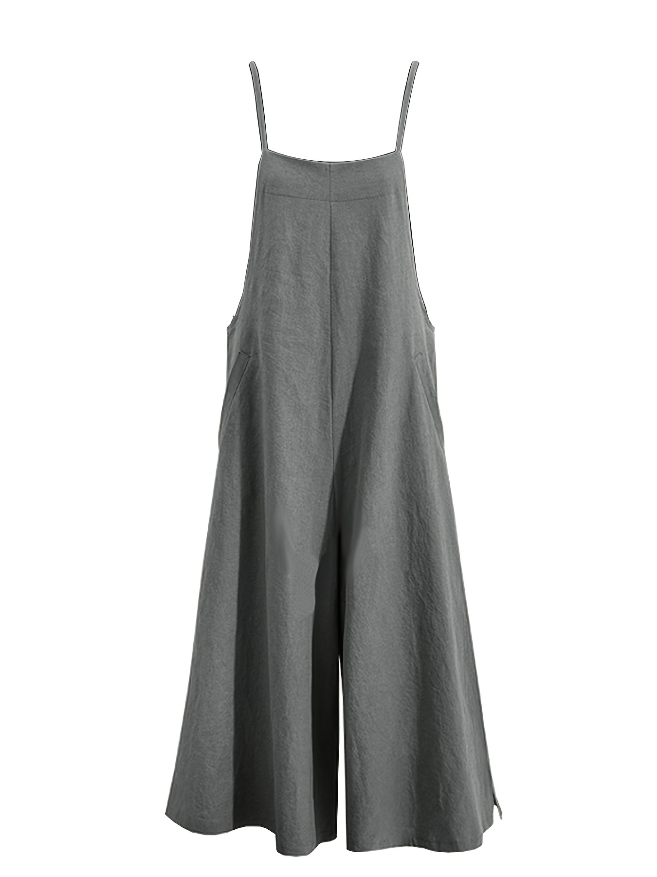 Just Be: Gray Jersey Knit Ultra Soft Wide Leg Jumpsuit w/Pockets