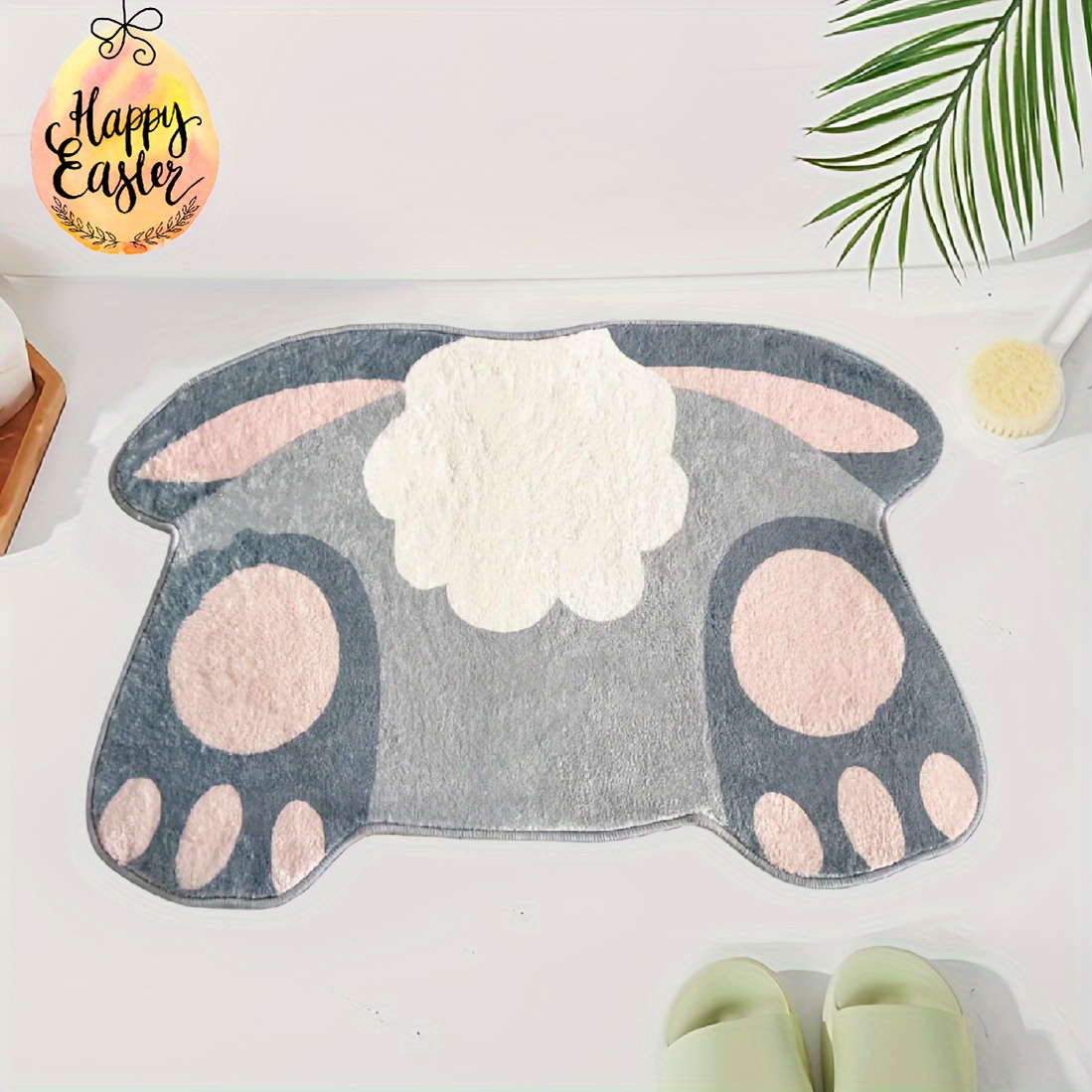 

1pc Bunny Tail Bath Rug, Spring Bathroom Decor, Soft Absorbent Bunny Shaped Mat, Easter Rabbit Mat Rug, Bathroom Door Mat, Foot Mat, Living Room Floor Carpet, Bathroom Bath Rug, Home Decor