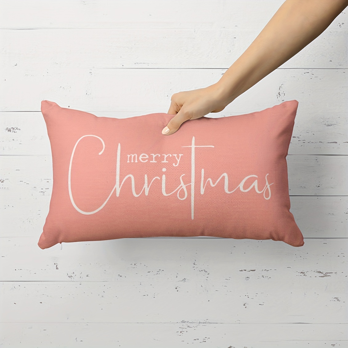 Merry Christmas Holiday Blessing Pillow Cover Red Green Gray