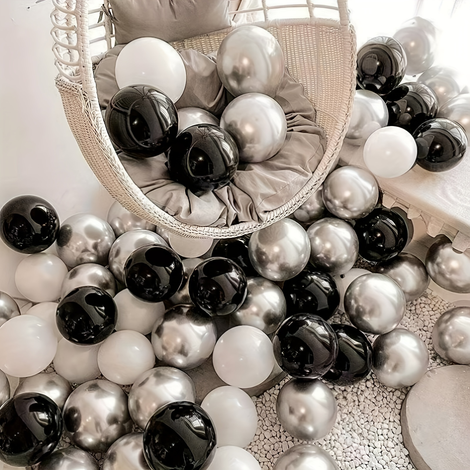 15 Globos Plateados En Blanco Negro: ¡perfectos Cualquier Decoración  Fiesta! Articulo Indispensable, Accesorio Ideal, Regalo Perfecto Cumpleaños  Persona Especial - Juguetes - Temu