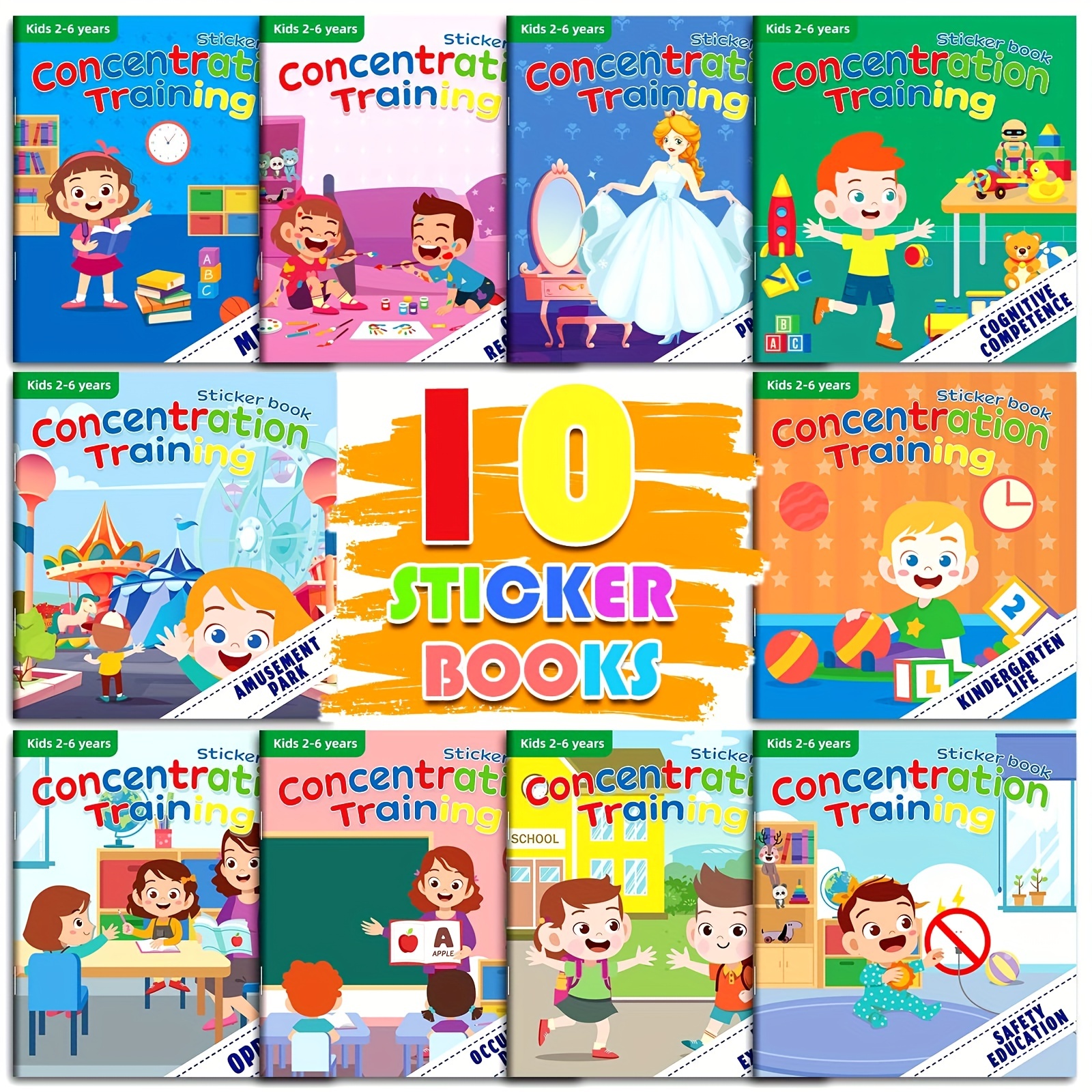 10 Sets Sticker Books for Kids 2-4 (600+ Stickers), Reusable Sticker Books  for Toddlers 1-3 Years, Activity Sticker Books for Kids Age 3-5