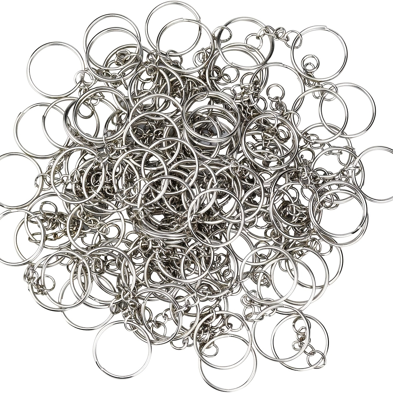 7/8 Silver Nickel Plated Steel Split Key Rings for Crafts (Pack of 100) 