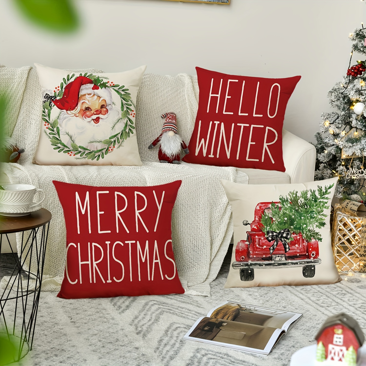 Christmas Pillow Covers 17.7x17.7 For Christmas Decorations