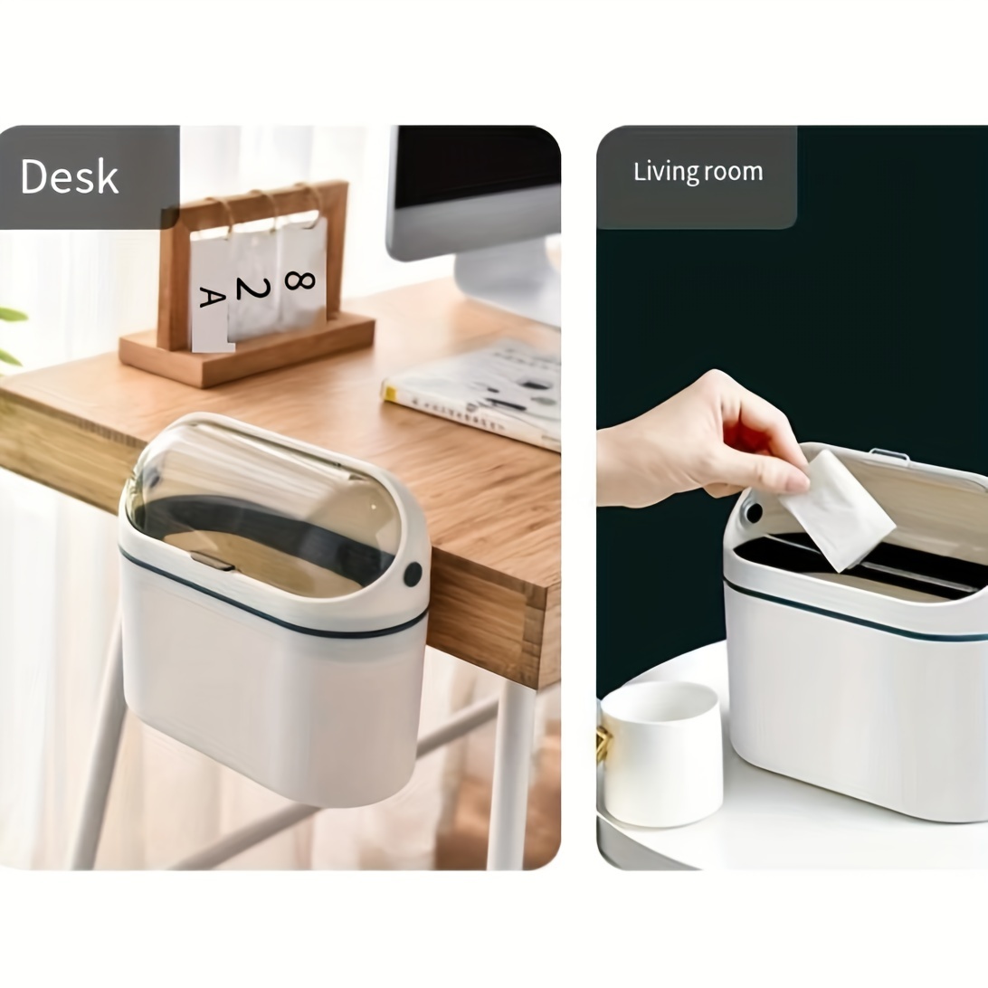 Stylish And Convenient Plastic Trash Can With Lid For Bathroom
