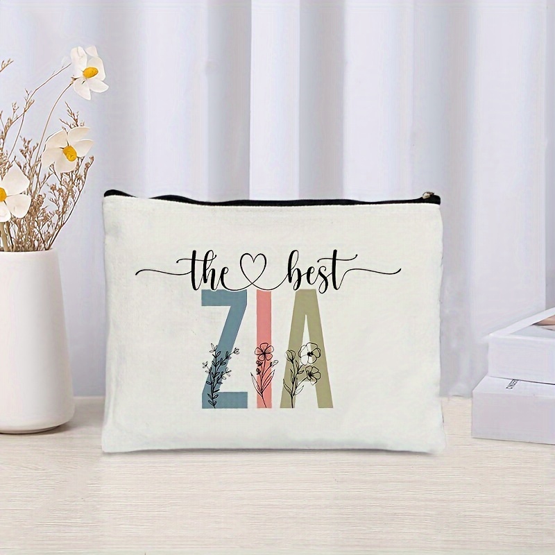 1pc The Best Zia Makeup Bag Mothers Day Makeup Bag Cute Zia Cosmetic Bag Gift Birthday Zia Makeup Bag Best Zia Cosmetic Bag Gift Zia Zipper Makeup Bags Travel