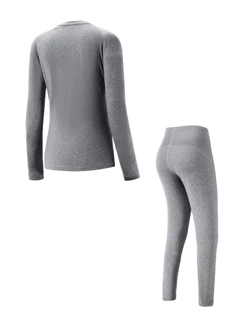 Solid Color Thermal Suits Long Sleeve Soft Warm Top - Temu United