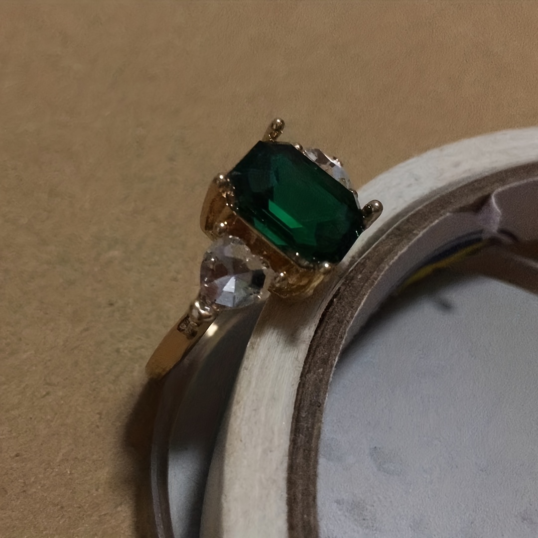 Men's Square Emerald Solitaire Zircon Engagement Ring