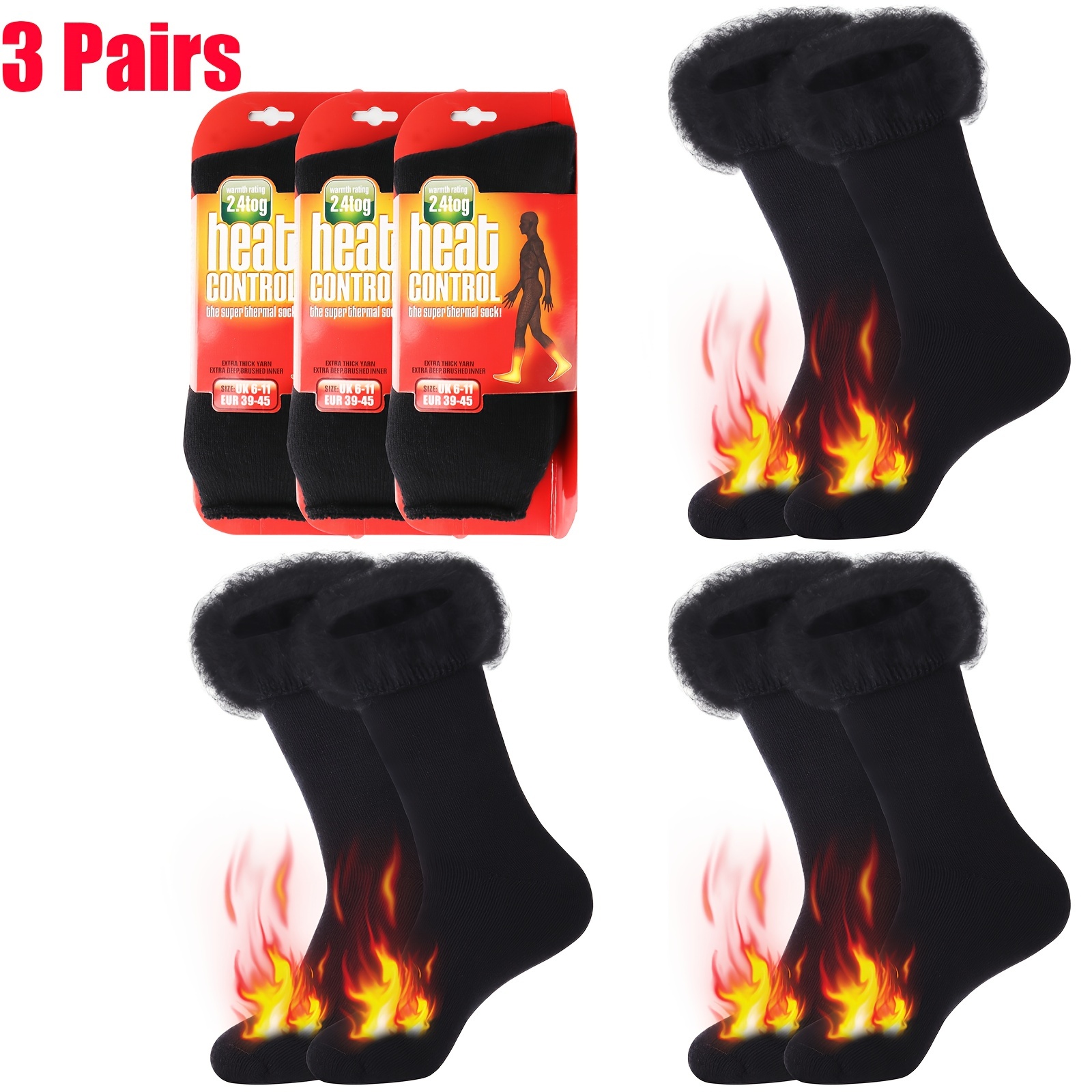

2/3 Pairs Men's Heat Socks Winter Warm Thermal Socks For Men Extra Thick Insulated Crew Boot Socks For Extreme Cold Weather