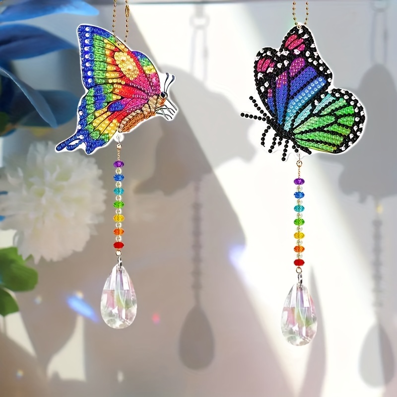 Artificial Diamond Painted Butterfly Double sided Wind Chime - Temu