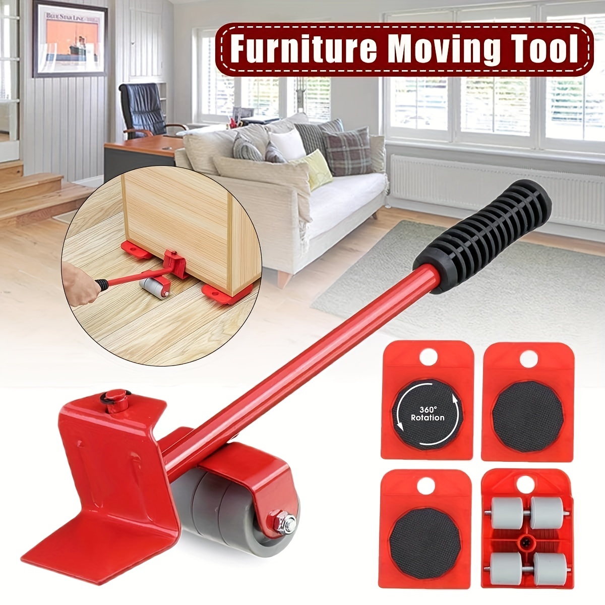 Set of 5 Furniture Lifter Tools furniture rollers