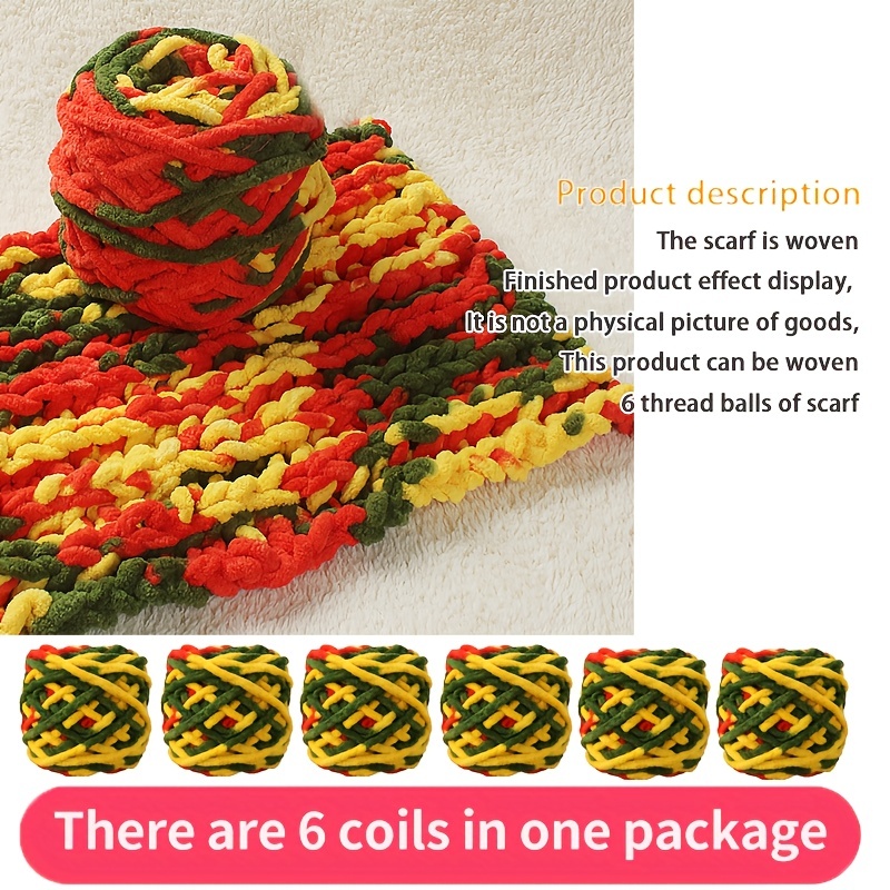  6 Pack Beginners Crochet Yarn Blue Green Yellow Red