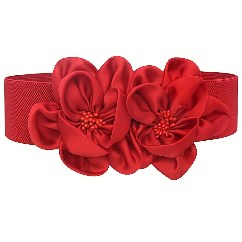 Double Flower Wide Girdle Solid Elastic Waistband