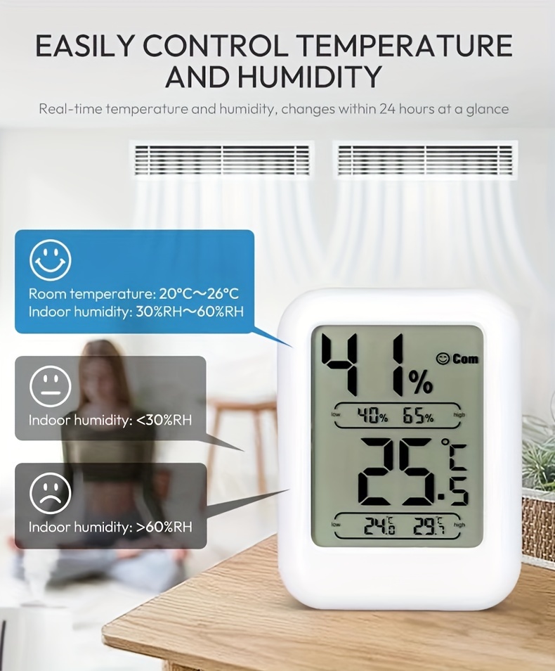 Temperature Gauge, New Indoor Household Temperature And Humidity Meter,  High Precision Digital Electronic Temperature And Humidity Meter, Home  Gadgets, Cheapest Items - Temu