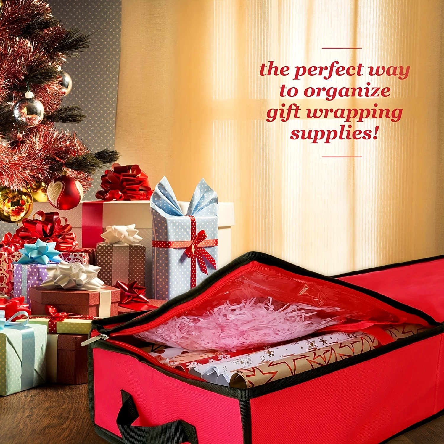Boîtes de rangement pour papier cadeau – Peut contenir jusqu'à 24 rouleaux  de papier cadeau | Organiseur de rangement pour emballage cadeau de Noël de