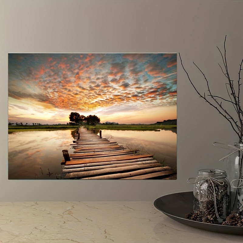 1pc Bridge Side Scenery Hd Canvas Painting Art Posters - Temu