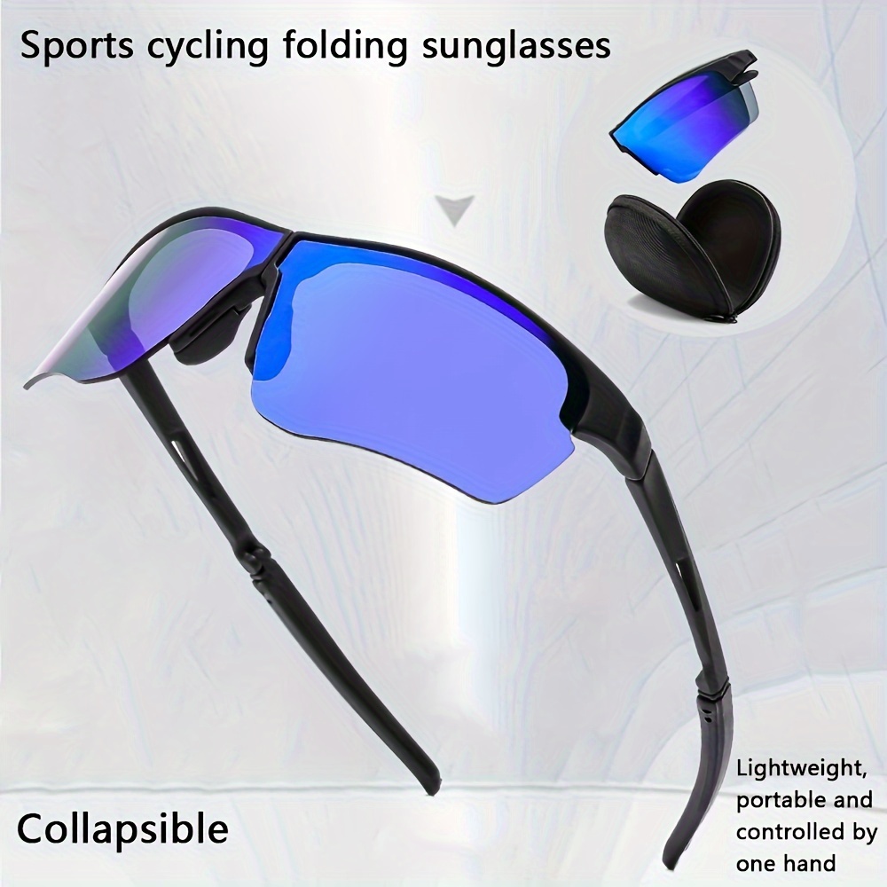 1pc Foldable Fashion Casual Sports Sunglasses, Professional Cycling Skiing Golf Fishing Running UV Protection 400 Polarized Glasses,Temu