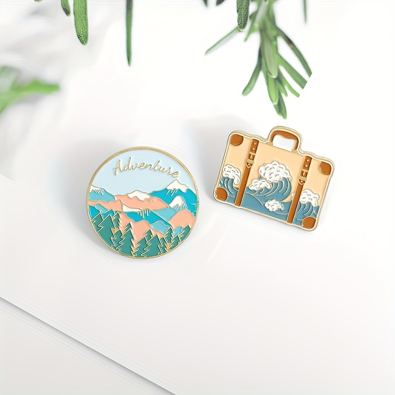 Adventure Travel Enamel Pins Suitcase World Traveling Quote Brooches Bag  Clothes Badge Lapel Pin Jewelry Gifts for Kids Friends