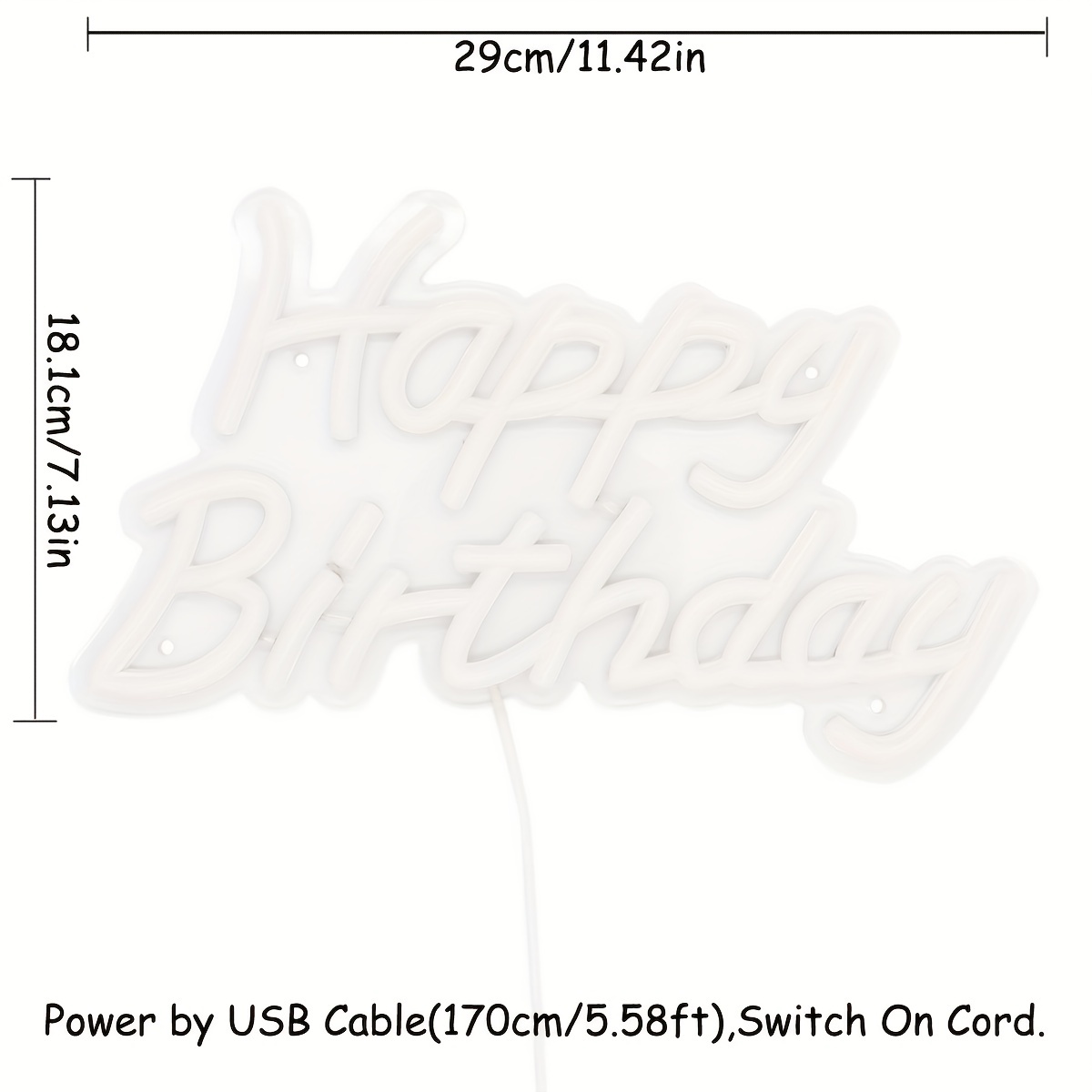 Happy Birthday Neon Lights Warm White Dimmer Switch Birthday - Temu