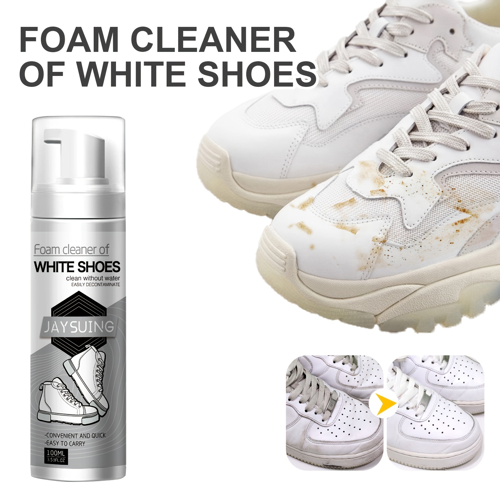 Shoe Whitener,Shoe Whitener Cleansing for Sneakers,White Shoe Foam Cleaner  No-Clean Shoe Bubble Stain Remover Brush Shoe White Shoe Cleaner 200ml 