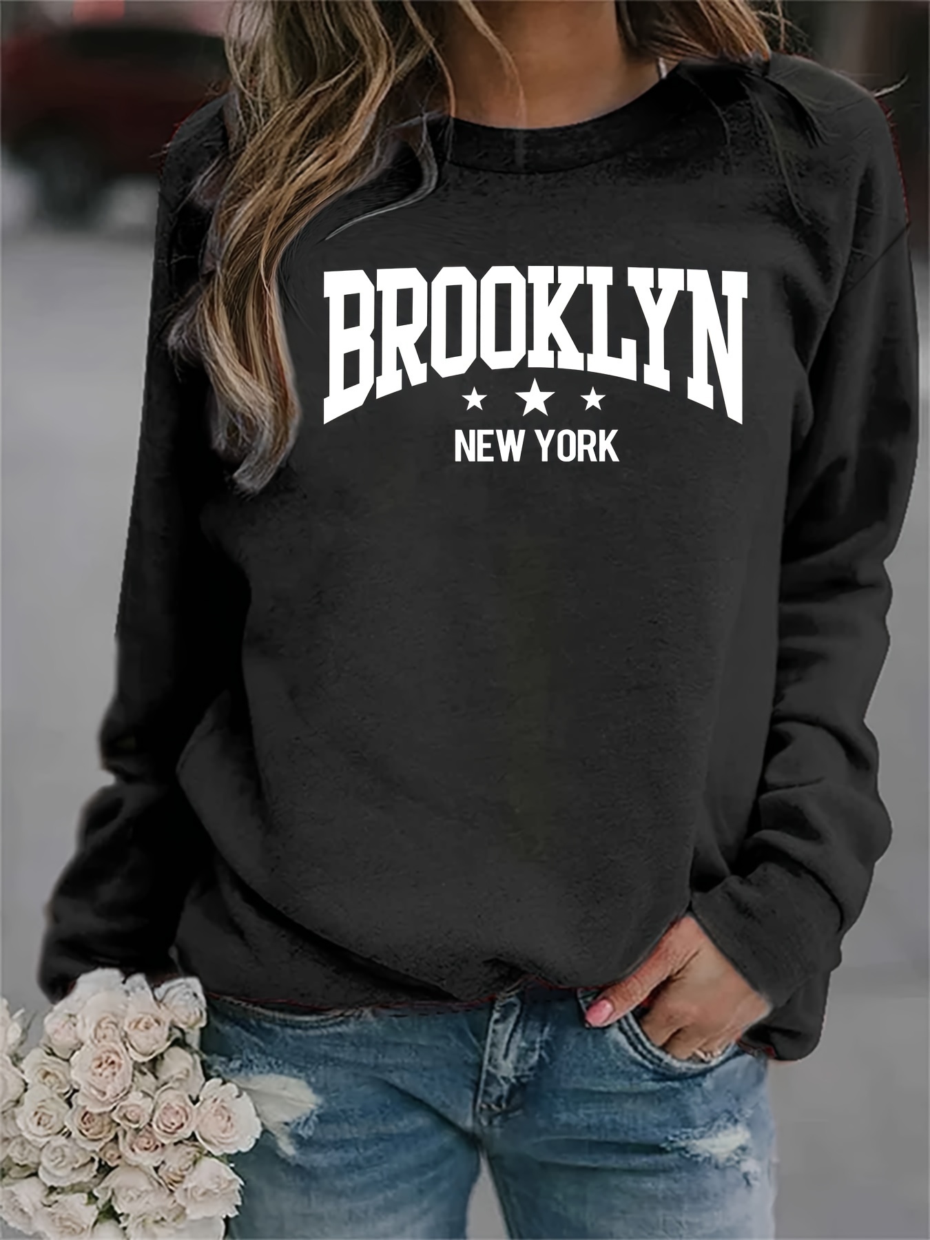 Sweat shirt Imprim Brooklyn Sweat shirt D contract Temu France