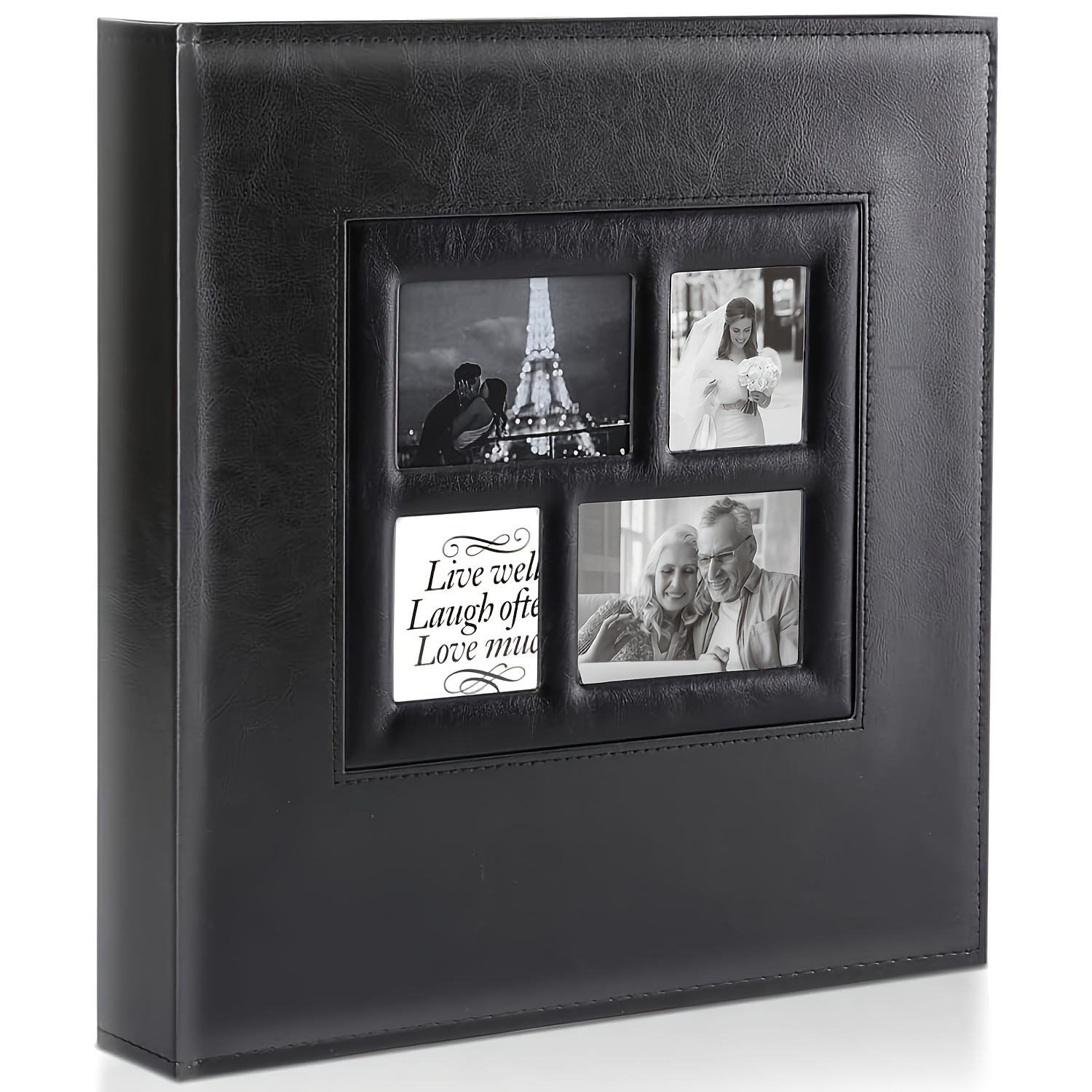 Small Photo Album 4x6, Mini Photo Album Hold 64 Pictures, Black Inner Page  with Strong Elastic Band, 4x6 Portfolio Folder for Artwork Postcards