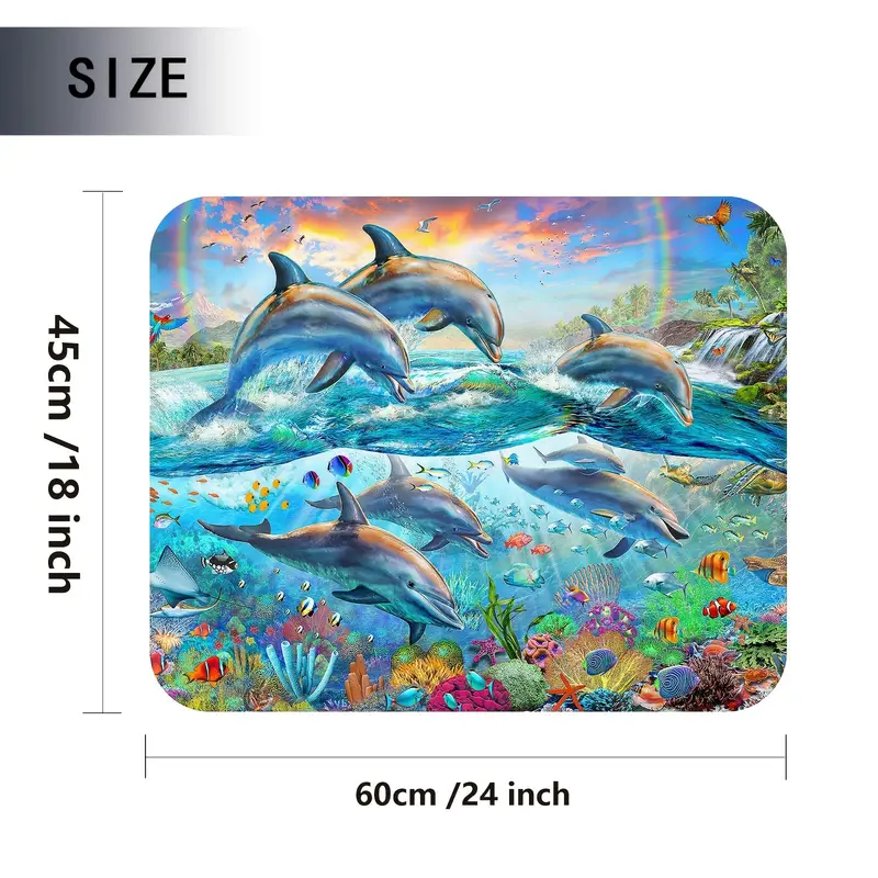 Reversible Dolphin Watercolor Microfiber Dish Drying Mat - Absorbent And  Heat Insulating Countertop Drainer Pad For Kitchen And Dining Table Decor -  - Temu