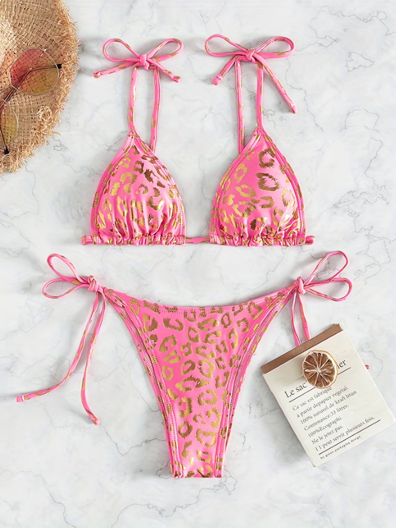 Versatile Leopard Print Wrap Front Halter Bikini Two Piece Swimsuit – Rose  Swimsuits