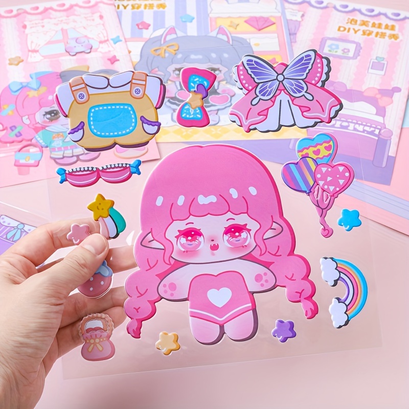 Puff Doll Diy Dressing Show Foam Stickers Cute - Temu