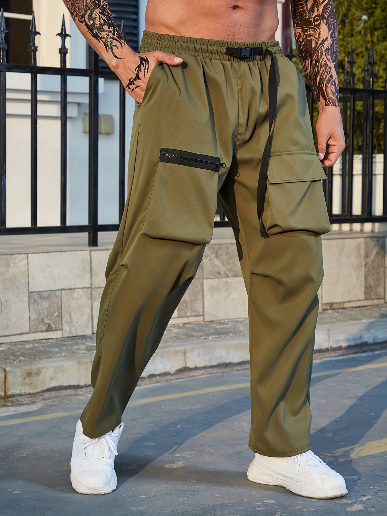 Plus Size Men's Relaxed Fit Cargo Trousers Pockets Oversized - Temu