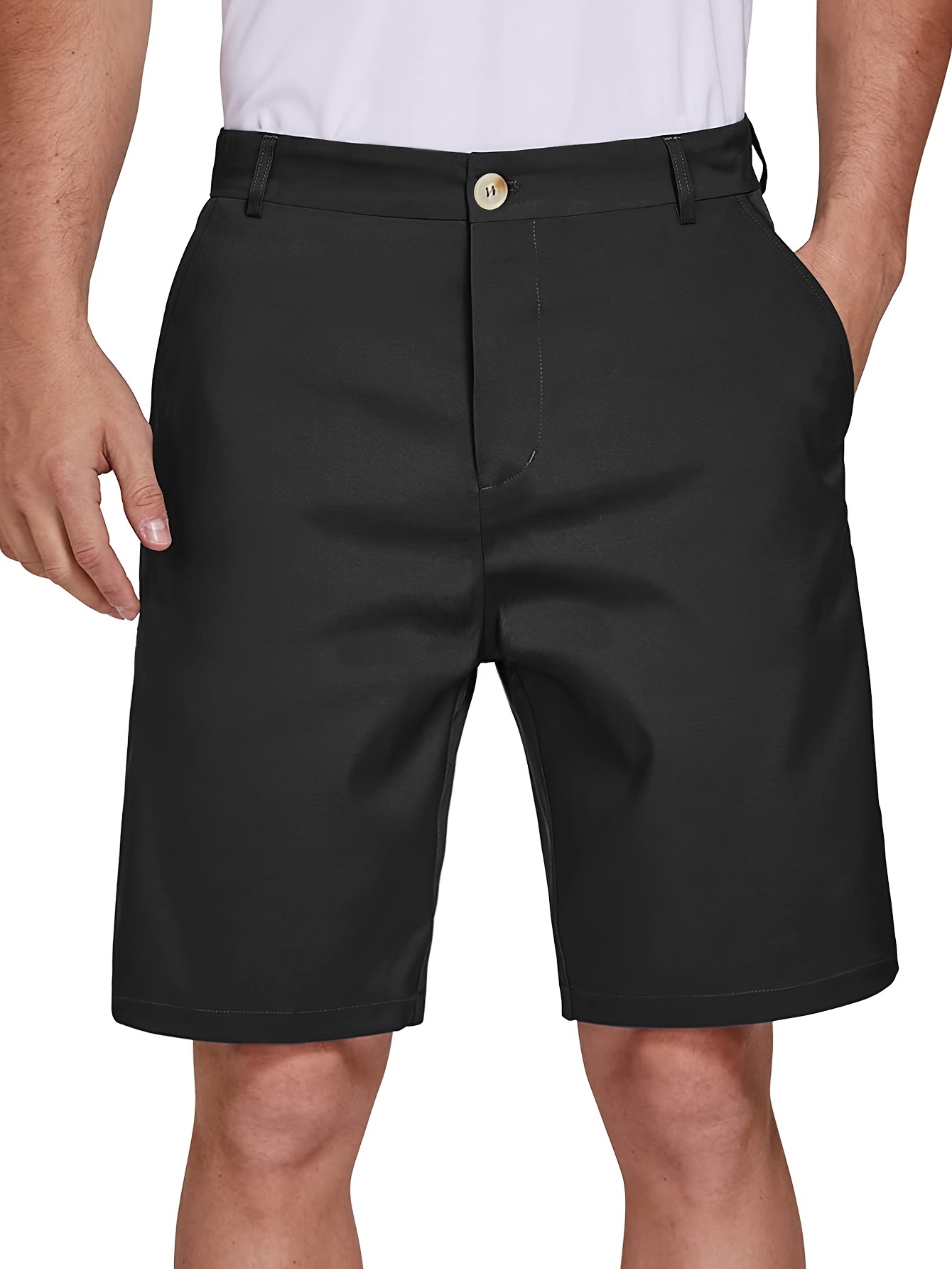 Solid Cotton Classic Design Dress Short Pants Men's - Temu