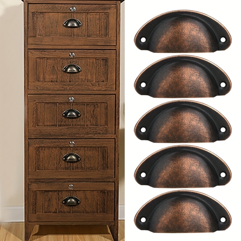Bin Cup Pulls Cabinet Handles Vintage Bronze Tone Dresser Pull Handle for  Cupboard Drawer Door 5pcs