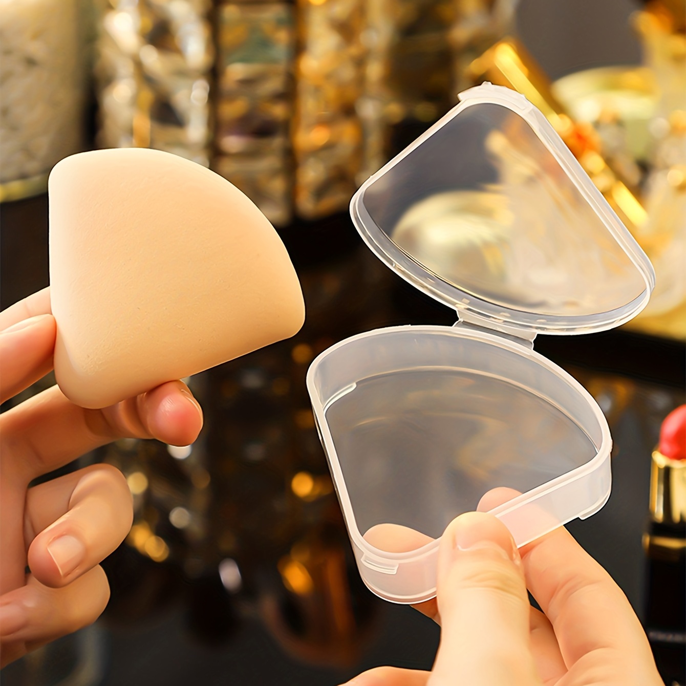 Transparent Triangular Powder Puff Holder Portable Powder - Temu