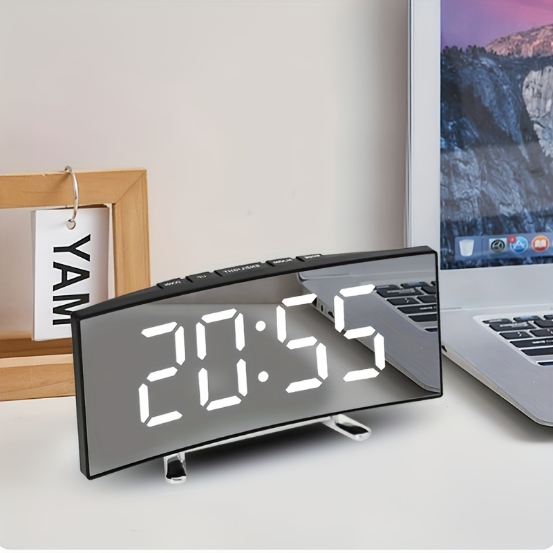 Reloj despertador - Despertador digital LED con superficie de espejo,  Blanco INF, blanco