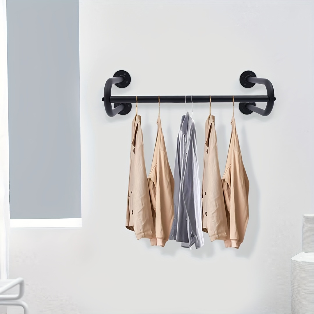 Clothes Rack Industrial Pipe Wall Mounted Closet Rod Space - Temu