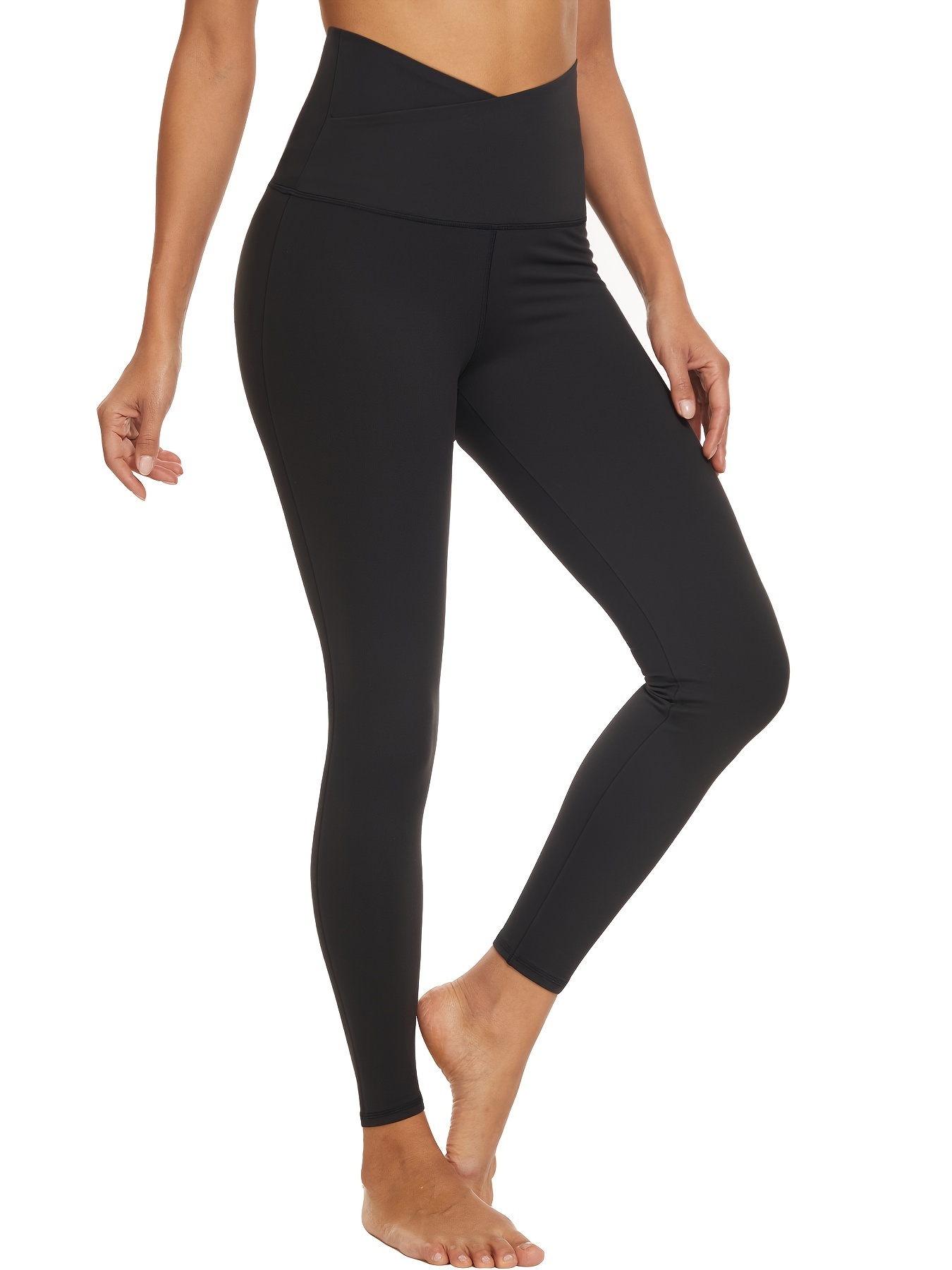 V Cross Waist Leggings for Women Tummy Control-Soft High Waisted