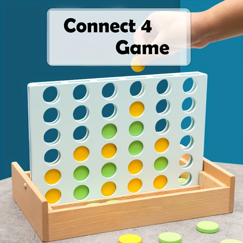 木製コネクト4クラシックグリッド、10.16cm一列ゲーム、2人用戦略ファミリーボードゲーム、子供と大人に最適