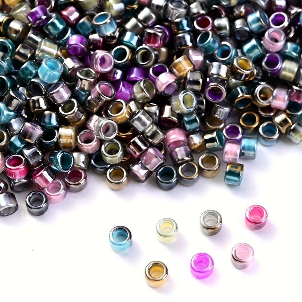15g/bag 2mm About 1250pcs Random Mixed Color Gradient Tube Glass Beads Loose Spacer Beads For Jewelry Making Bracelet Necklace Additions