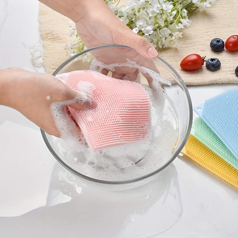Silicone Dishwashing Brush Sponge Dish Washing Tool Kitchen Scrubber  Multipurpose Food Grade Cleaning Brush Scouring Pad