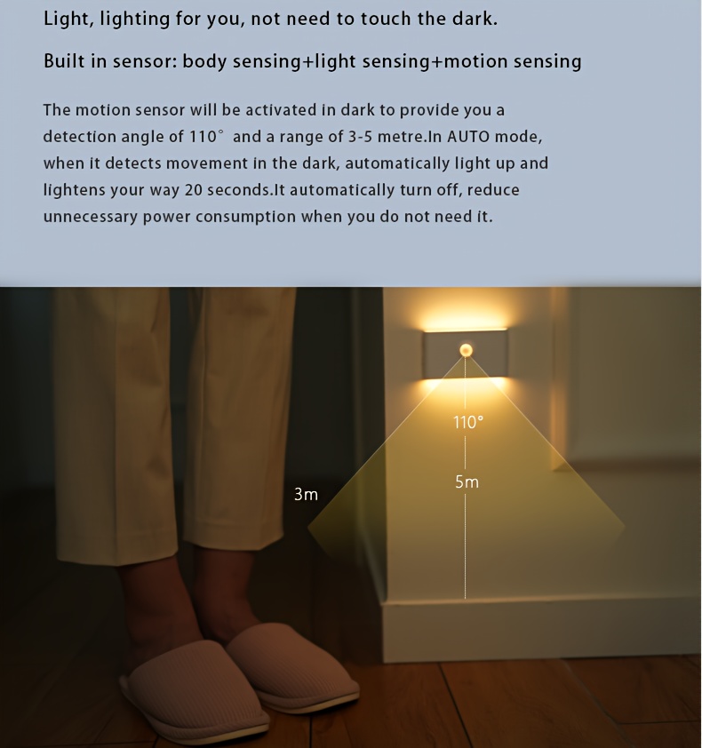 christmas gift night light with built in 300mah battery human body sensing motion detection and light sensing power switch details 8