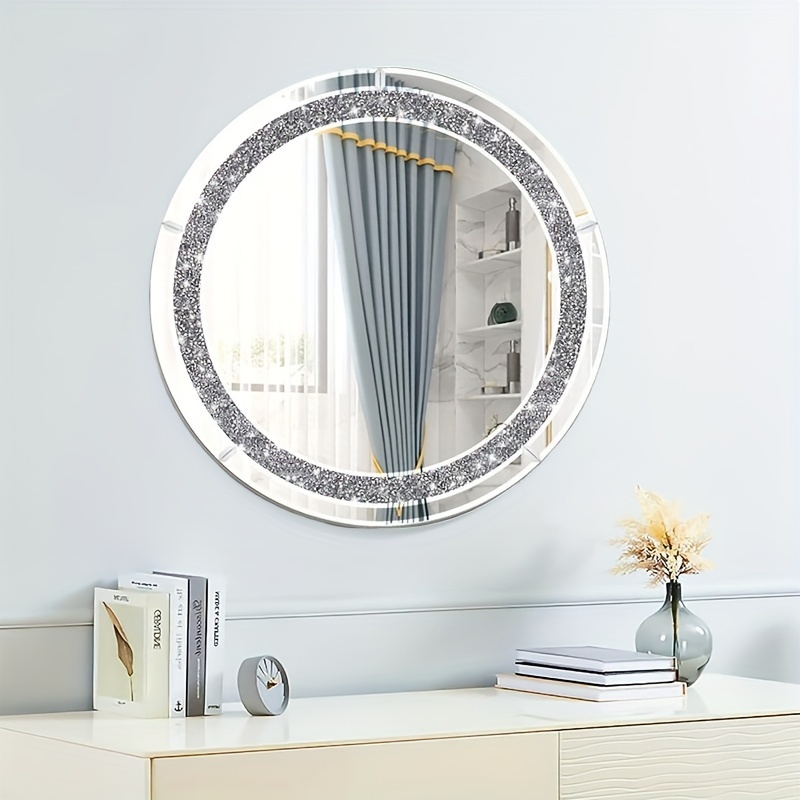 Specchio decorativo da parete di cristallo di lusso grande Crush Diamond  Silver Accent Mirror