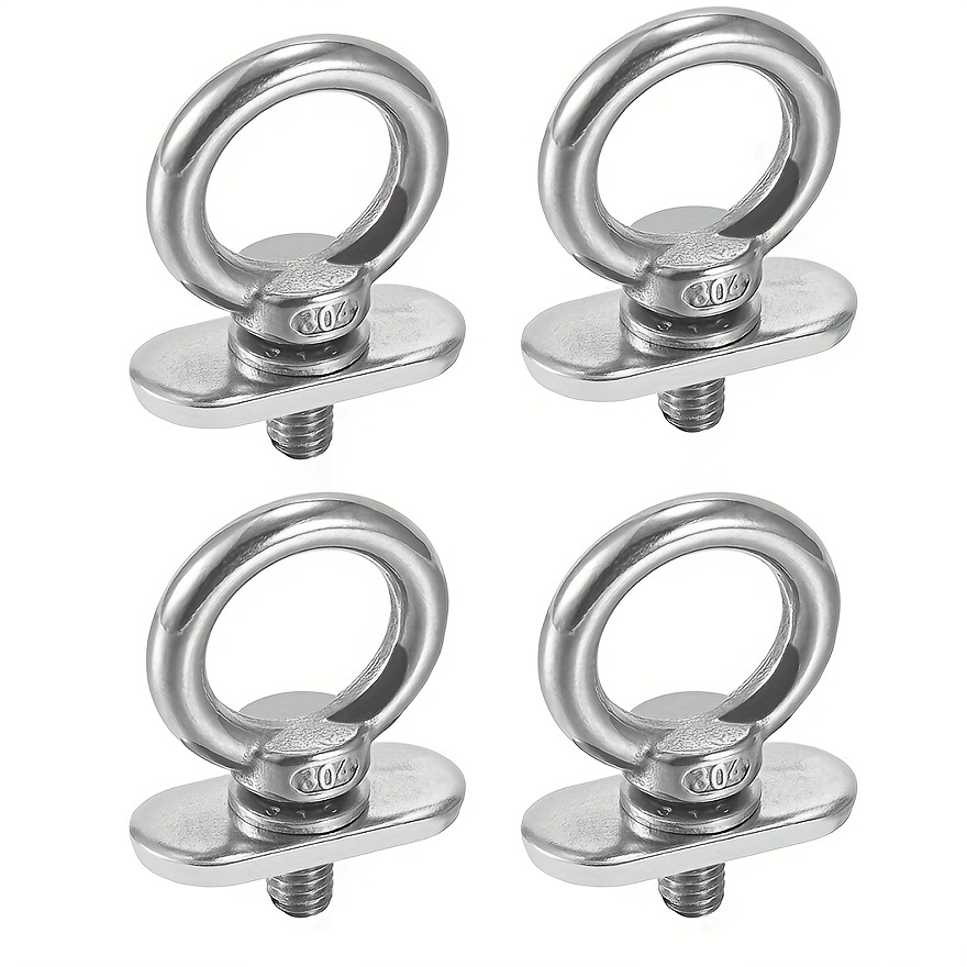 3 of Pack Stainless Steel Kayak Track Mount Tie Eyelet Rail Accessory for Kayaks Canoes Boats, Size: 1.6, Silver