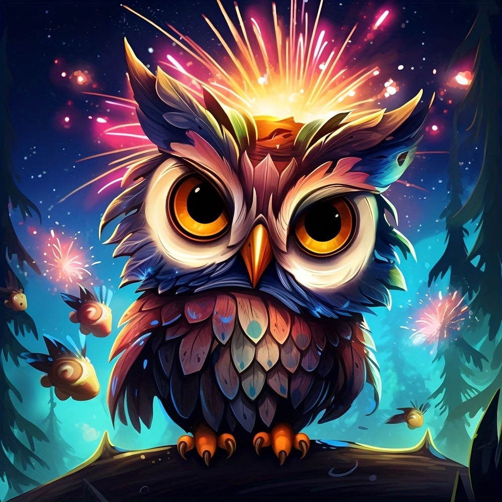 5d Diamond Painting Kits For Adults Diy Owl On The Tree - Temu