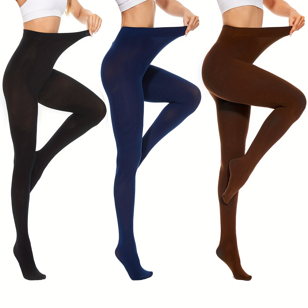 Fall Women High Waist Tights Soft Opaque Solid Color Footed Pantyhose  Slimming Thermal Leggings