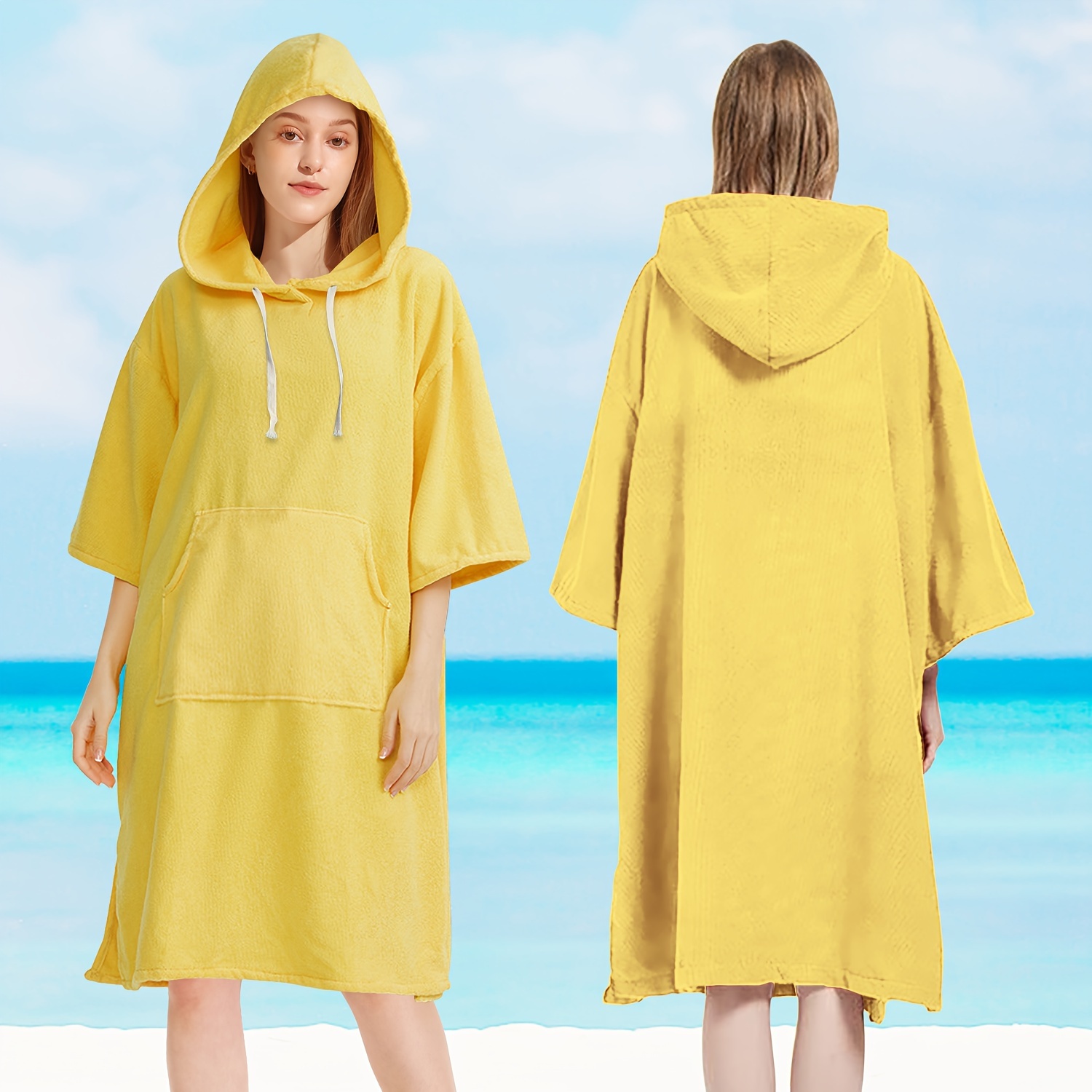 Nu-june-Albornoz de microfibra para hombre y mujer, bata de baño con  estampado, toalla de playa con capucha para exteriores, Poncho - AliExpress