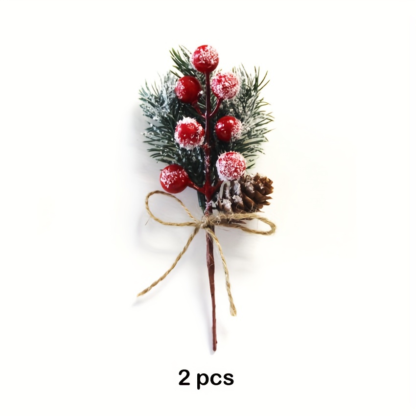 Cheap Christmas Artificial Berry Flower with Pinecones Simulation Pine Picks  for Xmas Tree Wreath Floral Arrangement