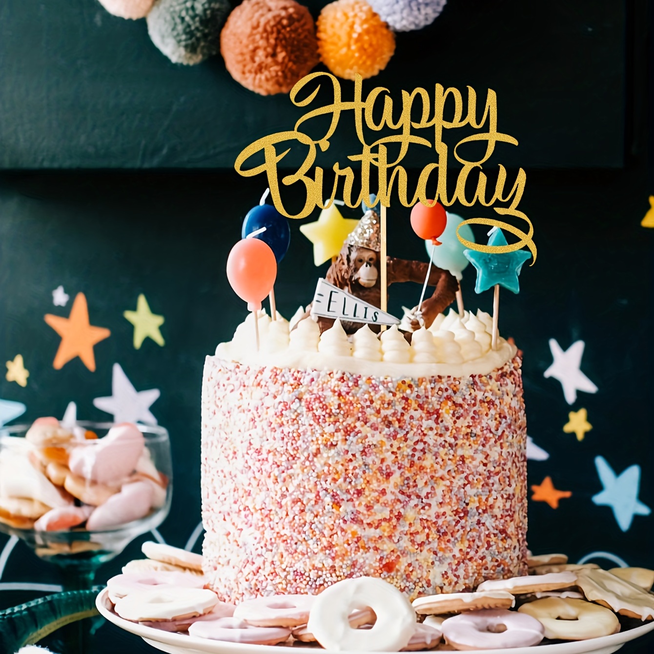1 glitter happy birthday cake decoration birthday - Temu Mauritius
