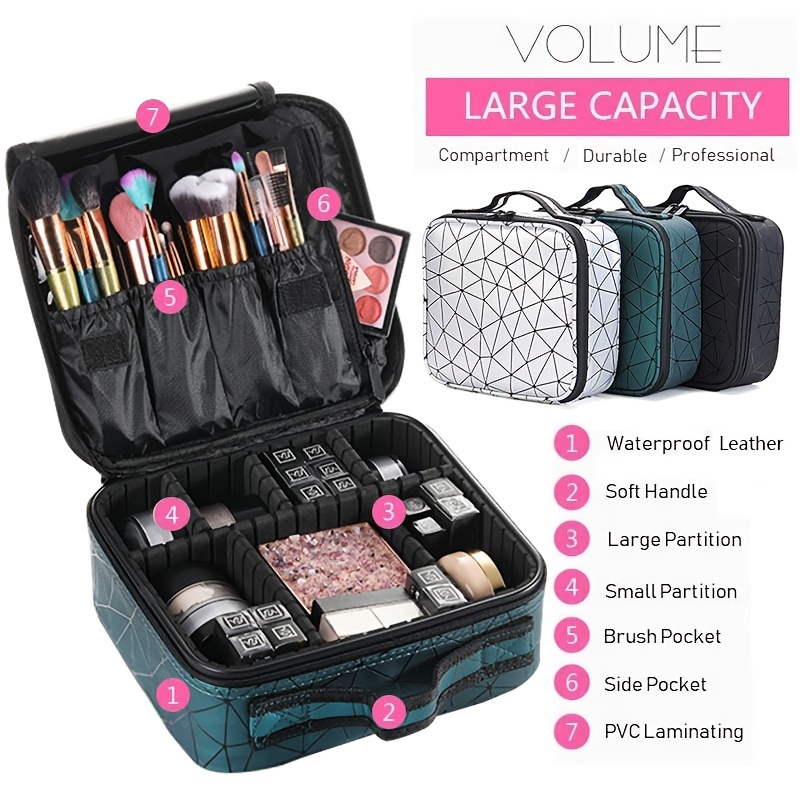 Large Makeup Bag Professional Portable Cosmetic Case Storage Handle  Organizer