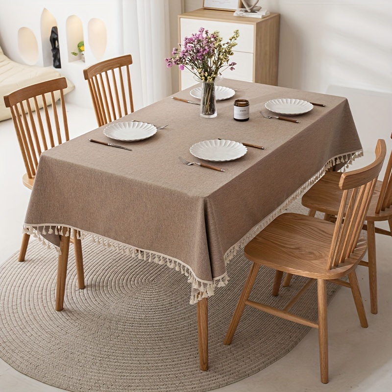 Polyester Tablecloth Rectangular Simple Style Solid Color - Temu New ...