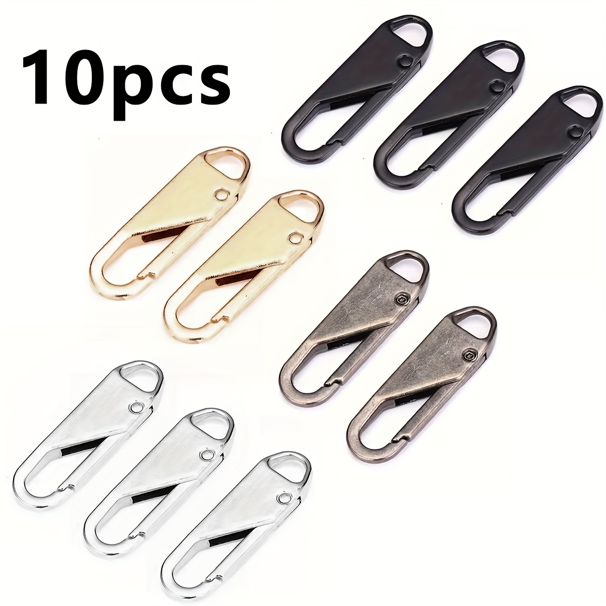 4pcsBlack Zipper Pull Replacement Zipper Pull Metal Zipper Pull